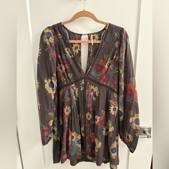 Free People Strawberry Fields Mini Floral Tunic Dress Size Small Petite - Picture 4 of 17